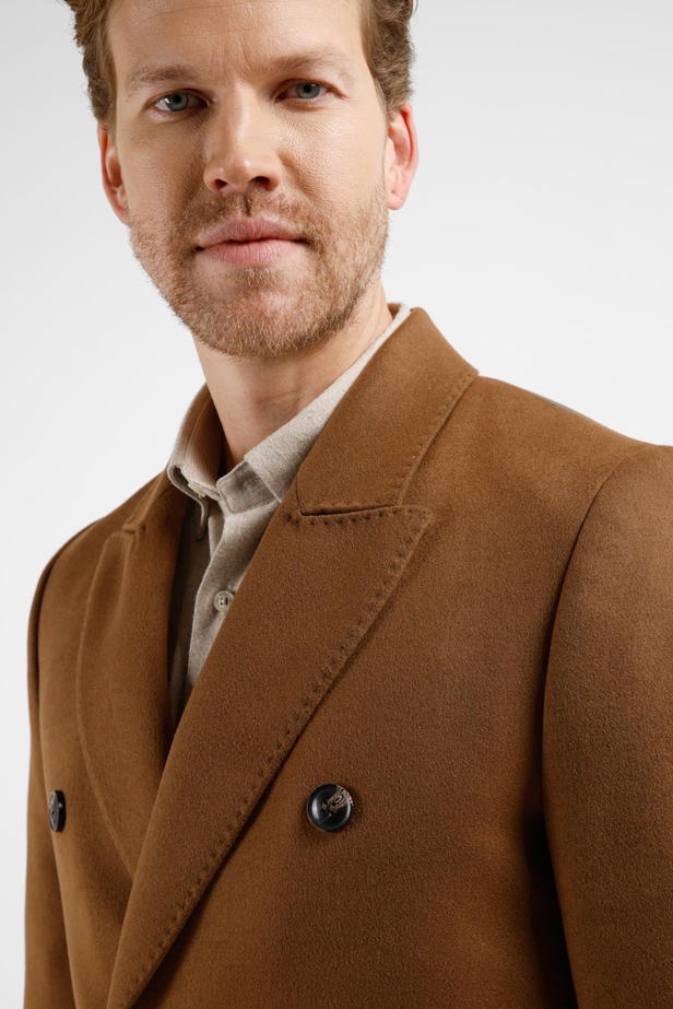 Taba Kılıç Yaka Classic Slim Fit Kruvaze Kaban 1008255102