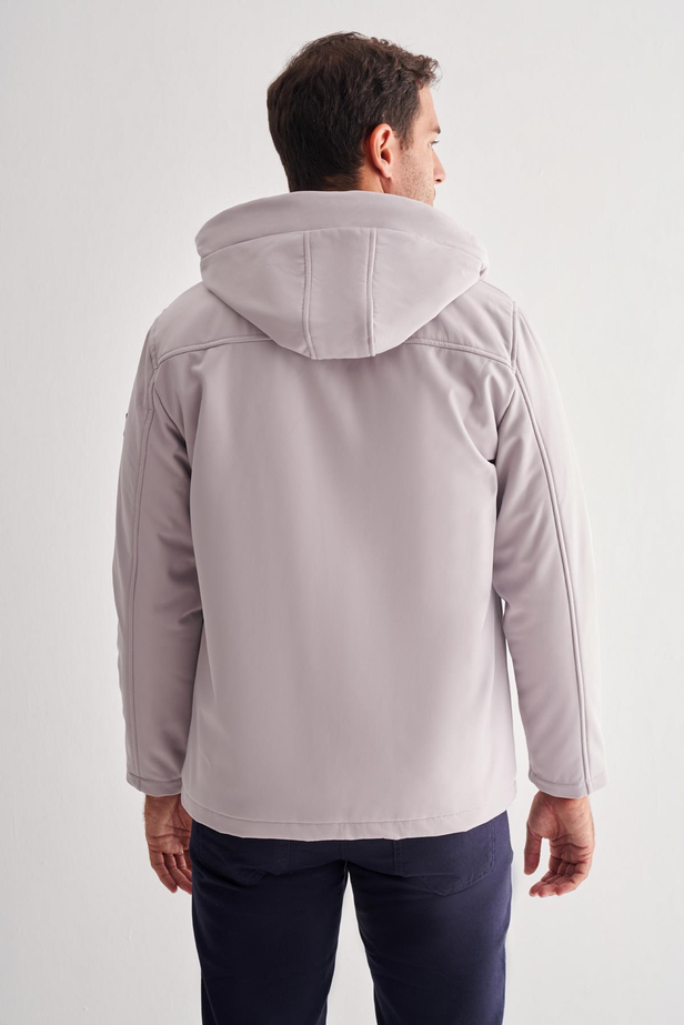 Taş Rengi Dik Yaka Çıkma Kapşonlu Slim Fit Casual Mont 1007255131