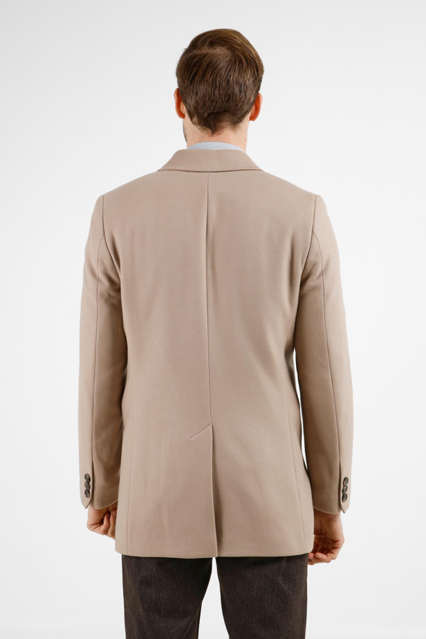 Taş Rengi Kılıç Yaka Classic Slim Fit Kruvaze Kaban 1008255102