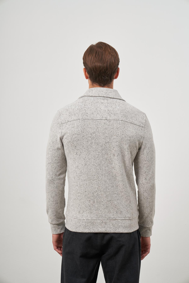 Taş Rengi Örme Bebe Yaka Kendinden Desenli Yırtmaçsız Astarsız Slim Fit Classic Mont 1007245156