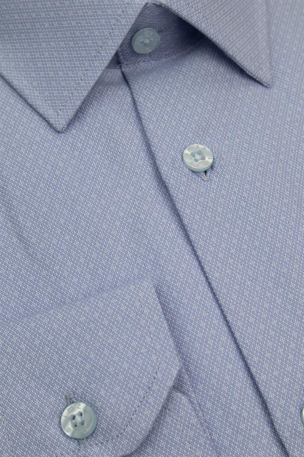 Uzun Kol Armürlü Sert Yaka Cepli Comfort Fit Rahat Kesim Klasik Gömlek 1004220271-M