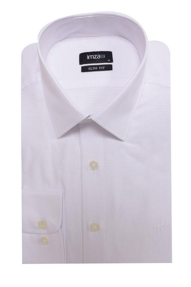 Uzun Kol Armürlü Sert Yaka Cepsiz Pamuklu Slim Fit Dar Kesim Klasik Gömlek 1004225152-S