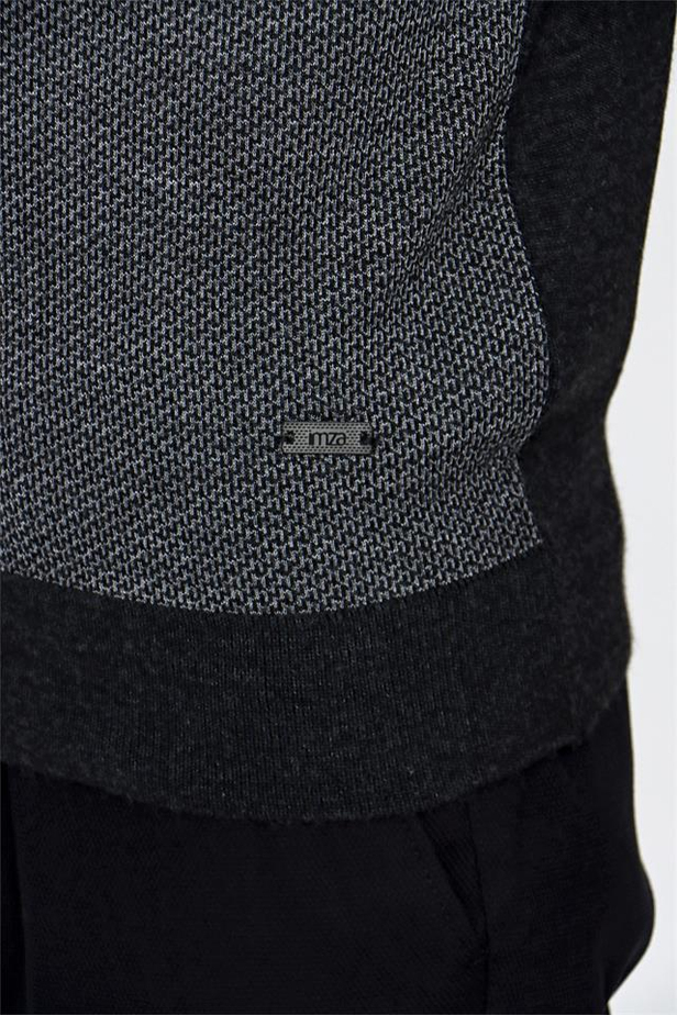 Uzun Kol Desenli Jakarlı Bisiklet Yaka Comfort Fit Rahat Kesim Klasik Triko 1012225156-M