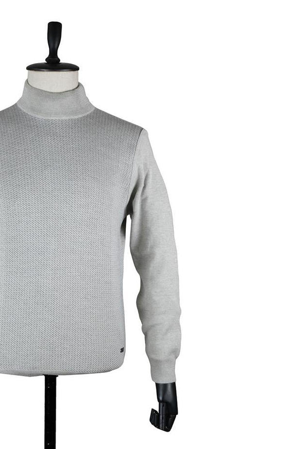 Uzun Kol Desenli Jakarlı Yarım Balıkçı Yaka Comfort Fit Rahat Kesim Klasik Triko 1012225155-M