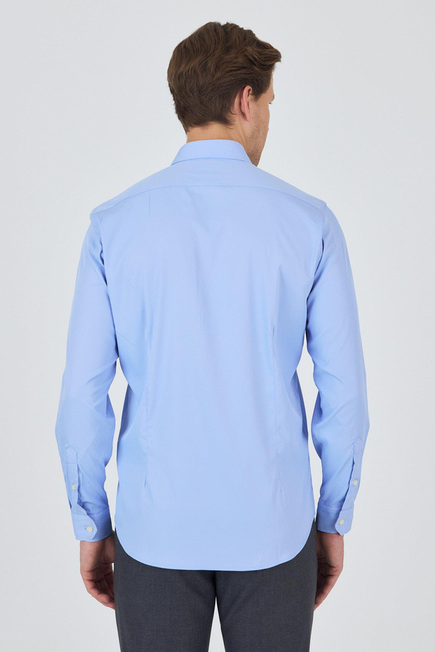 Uzun Kol Düz Bez Ayağı Sert Yaka Cepsiz Pamuklu Classic Slim Fit Gömlek 1004250160