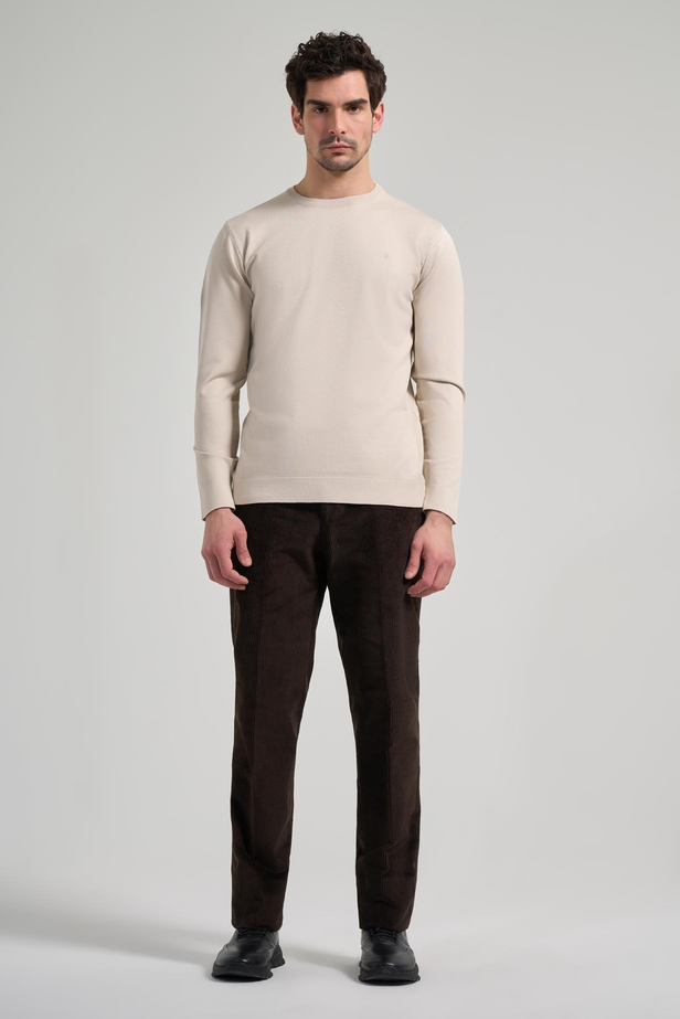 Uzun Kol Düz Örme Bisiklet Yaka Cepsiz Pamuklu Slim Fit Triko 1012245163