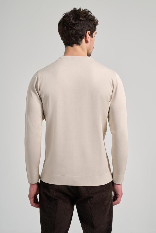 Uzun Kol Düz Örme Bisiklet Yaka Cepsiz Pamuklu Slim Fit Triko 1012245163