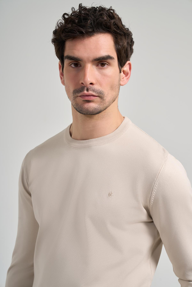 Uzun Kol Düz Örme Bisiklet Yaka Cepsiz Pamuklu Slim Fit Triko 1012245163