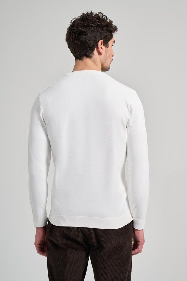 Uzun Kol Düz Örme Bisiklet Yaka Cepsiz Pamuklu Slim Fit Triko 1012245163