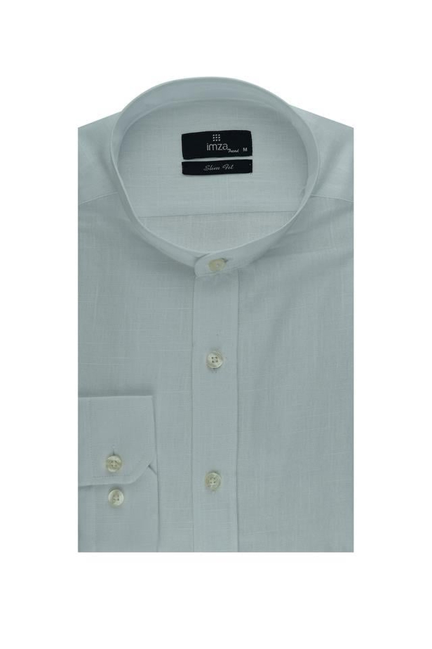 Uzun Kol Hakim Yaka Cepsiz %100 Pamuk Slim Fit Dar Kesim Casual Gömlek 1004220216-S