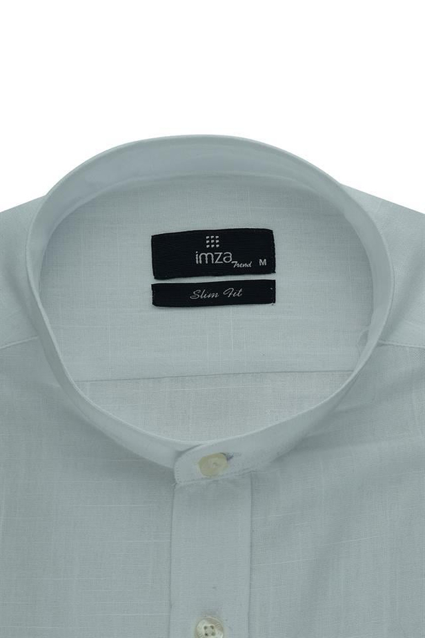 Uzun Kol Hakim Yaka Cepsiz %100 Pamuk Slim Fit Dar Kesim Casual Gömlek 1004220216-S