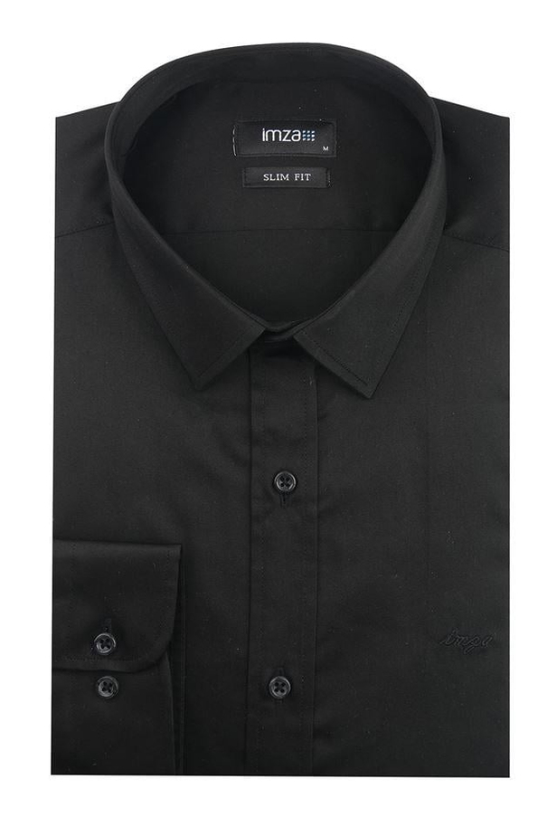 Uzun Kol Saten Sert Yaka Cepsiz %100 Pamuk Slim Fit Dar Kesim Klasik Gömlek 1004220424-S