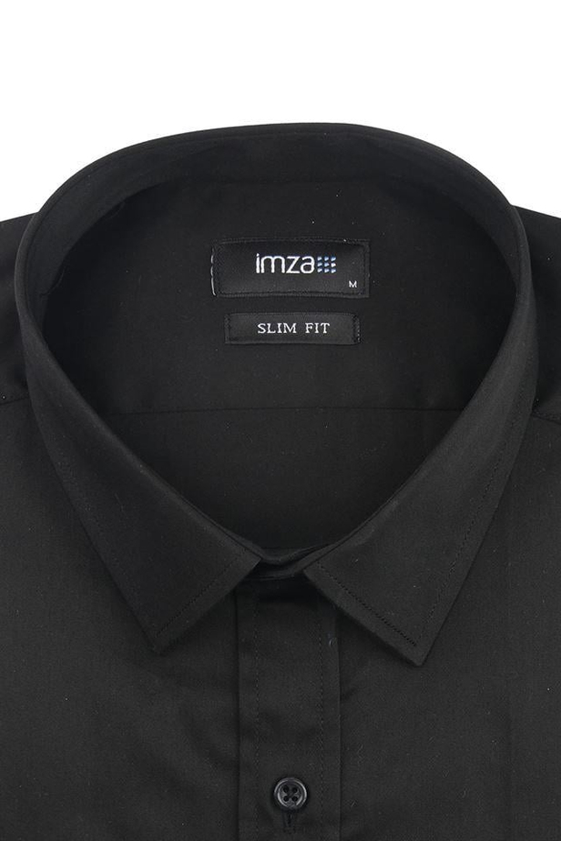 Uzun Kol Saten Sert Yaka Cepsiz %100 Pamuk Slim Fit Dar Kesim Klasik Gömlek 1004220424-S