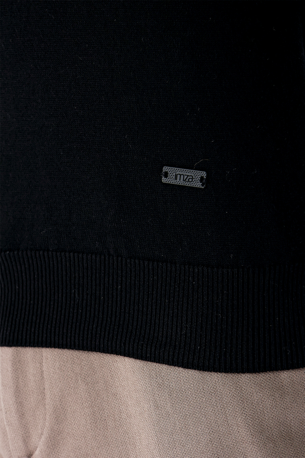 Uzun Kollu Desenli Bisiklet Yaka Pamuklu Klasik Comfort Fit Triko 1012235158 Siyah