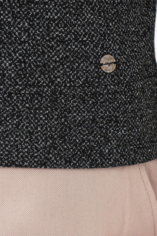 Uzun Kollu Desenli Örme Bisiklet Yaka    Casual Slim Fit Dar Kesim Sweatshirt 1013235101 Siyah