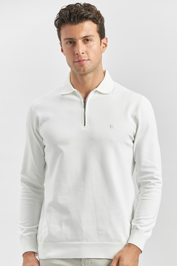Uzun Kollu Örme Polo Yaka Slim Fit Dar Kesim Triko 1012245150