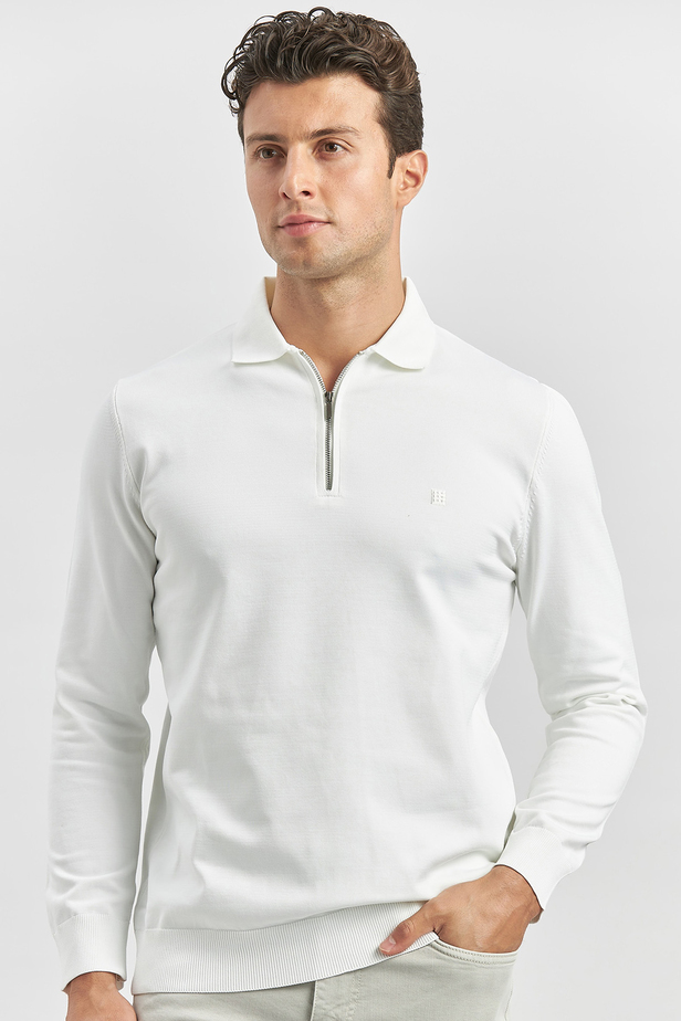 Uzun Kollu Örme Polo Yaka Slim Fit Dar Kesim Triko 1012245150