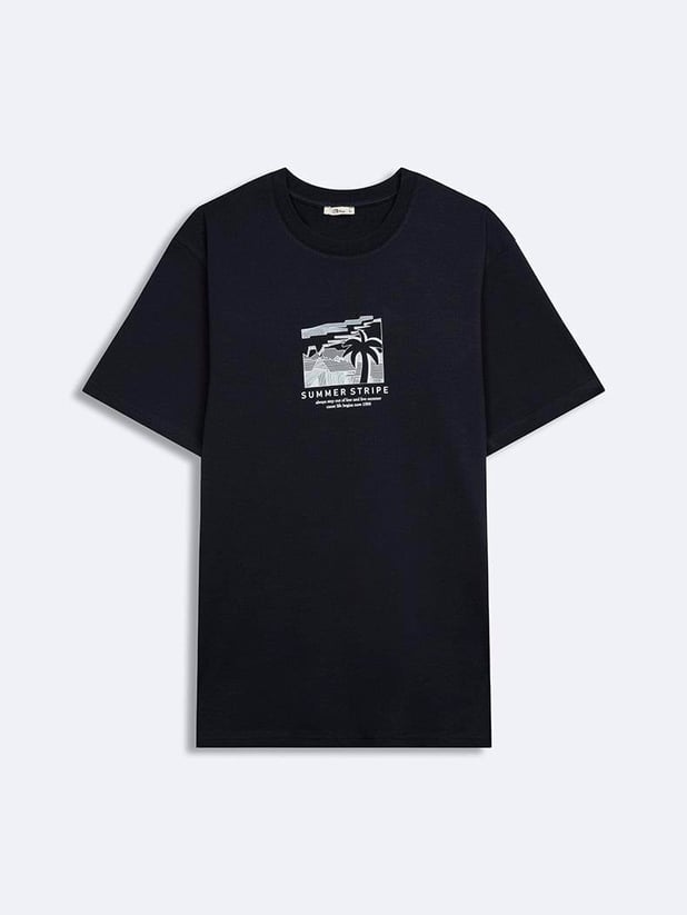 LTB SEZONO Erkek Sıfır Yaka Kısa Kol Regular Siyah T-Shirt 1225841796089