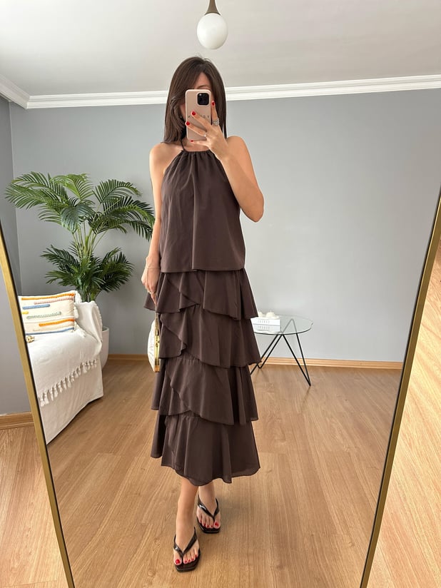 Alessia Kahve Elbise 