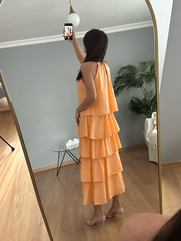 Alessia Turuncu Elbise 