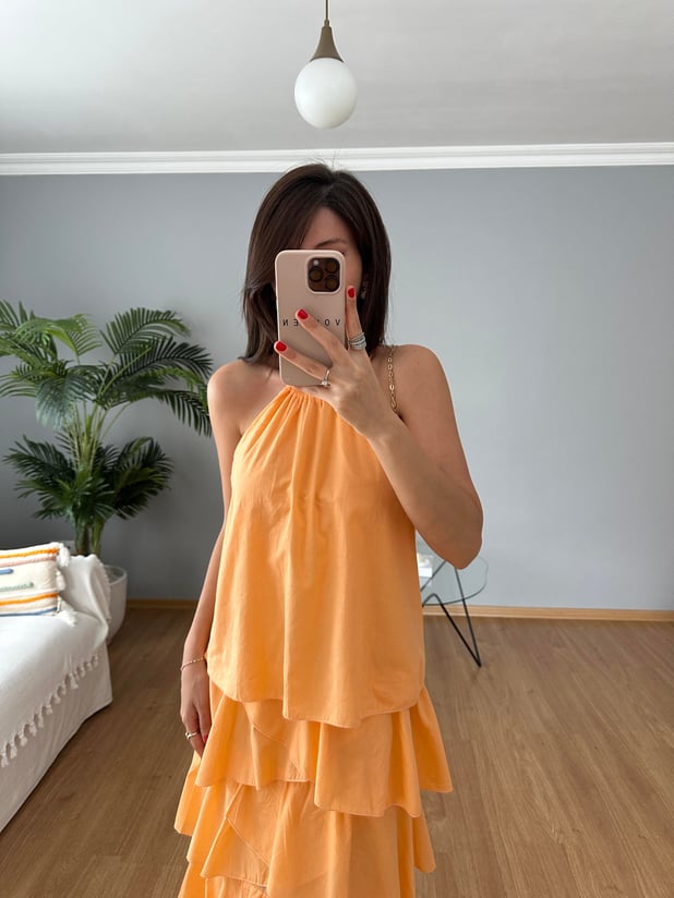 Alessia Turuncu Elbise 