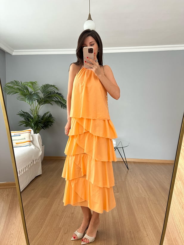 Alessia Turuncu Elbise 