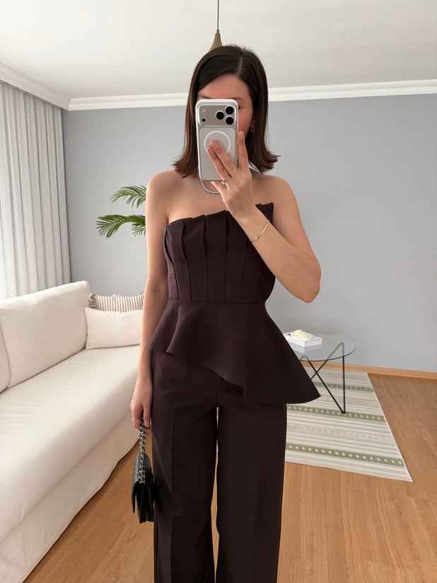 Altesse Straplez Kahve Rengi Takım