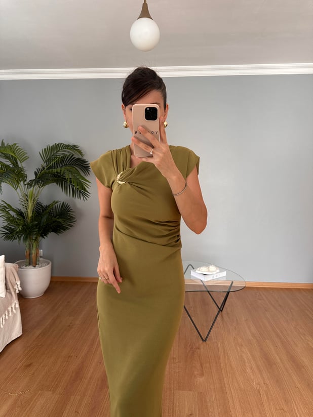 Aurora Yağ Yeşili Elbise 