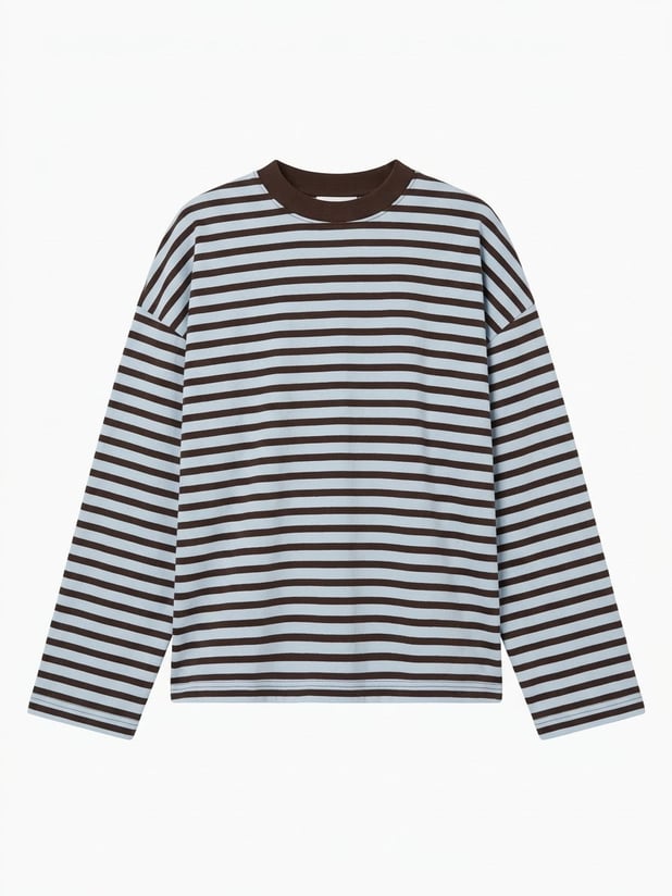 Bebe Mavisi Kahve Çizgili Sweatshirt 