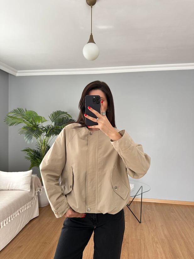 Bej Bomber Ceket