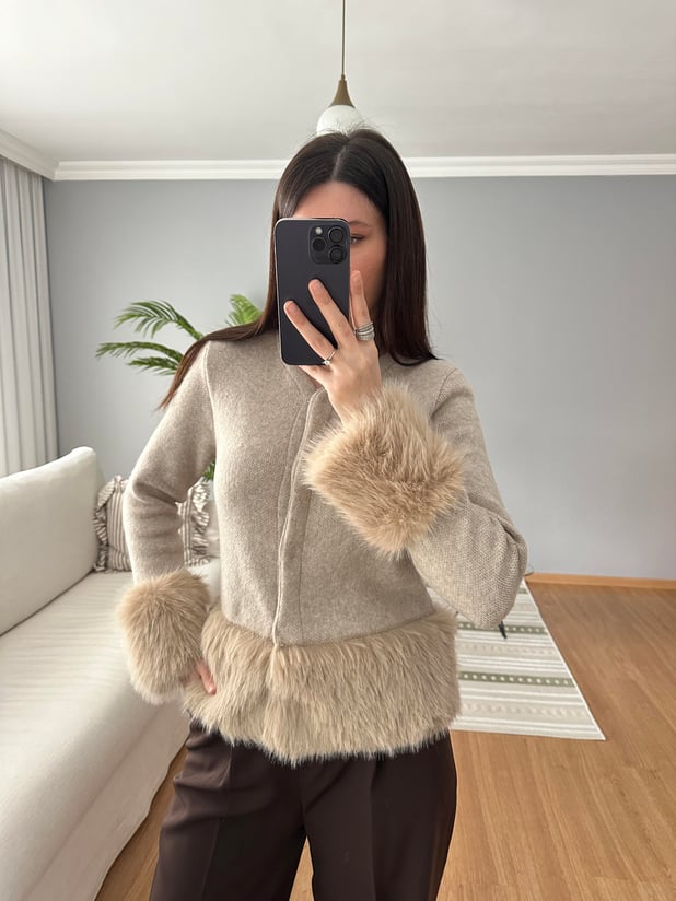 Bellamy Kürk Detaylı Triko Hırka