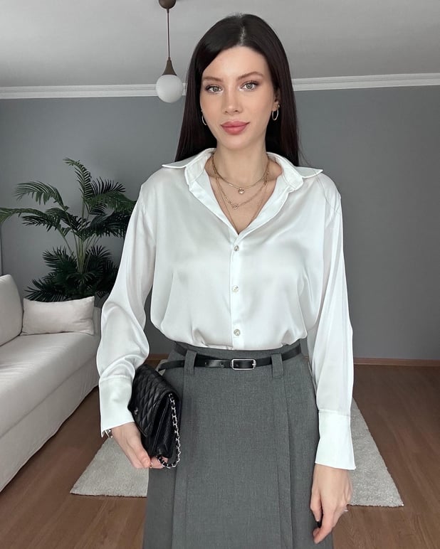 Beyaz Saten Gömlek
