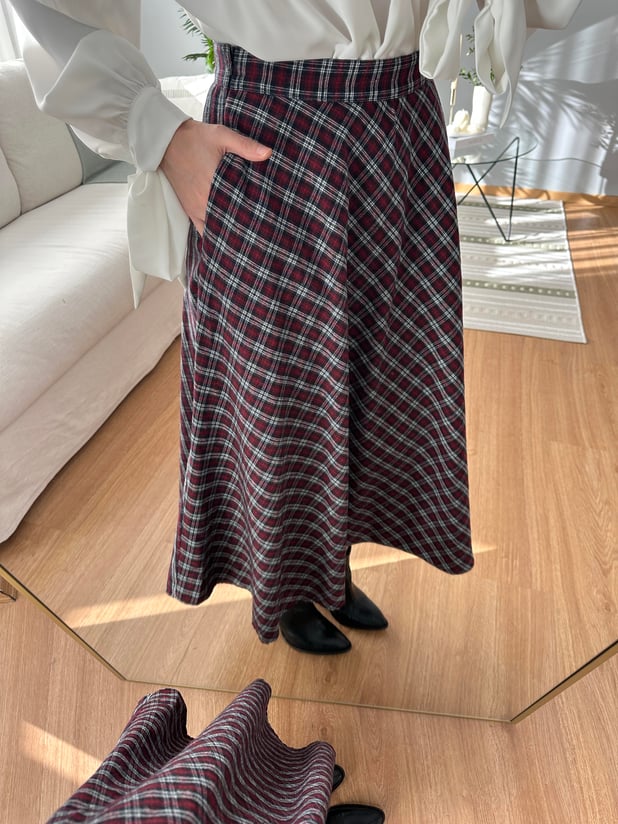 Bordo Ekose Etek