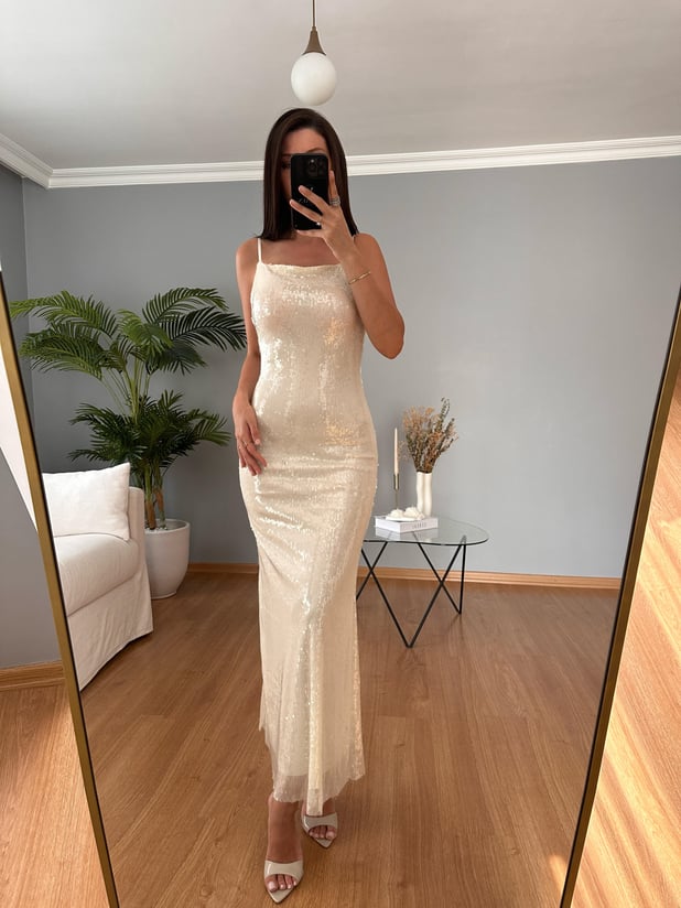 Brigitte Beyaz Elbise
