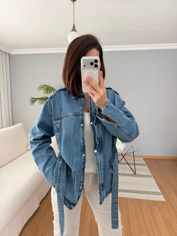 Calm Kuşaklı Denim Ceket 