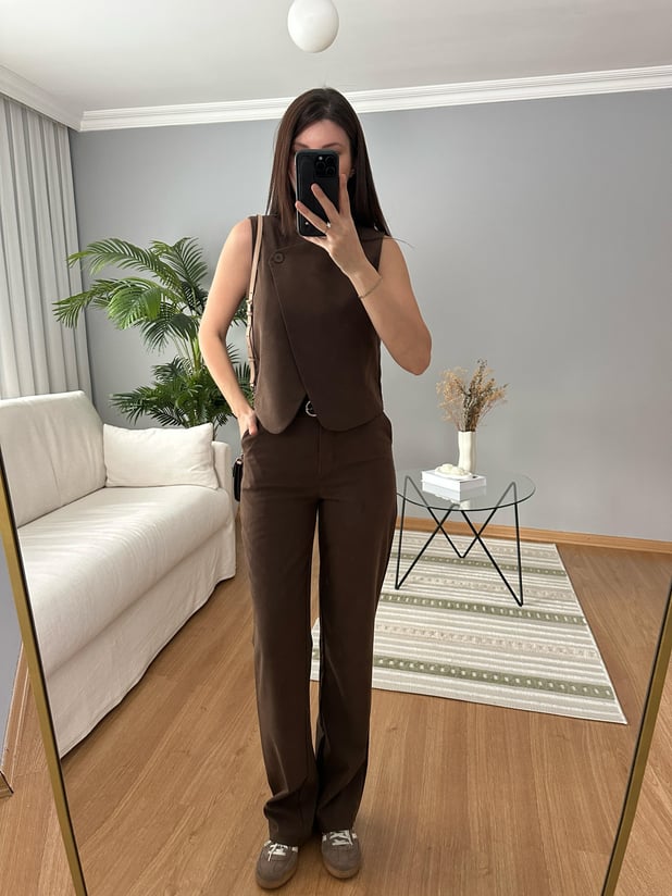 Çapraz Düğme Detaylı Takım