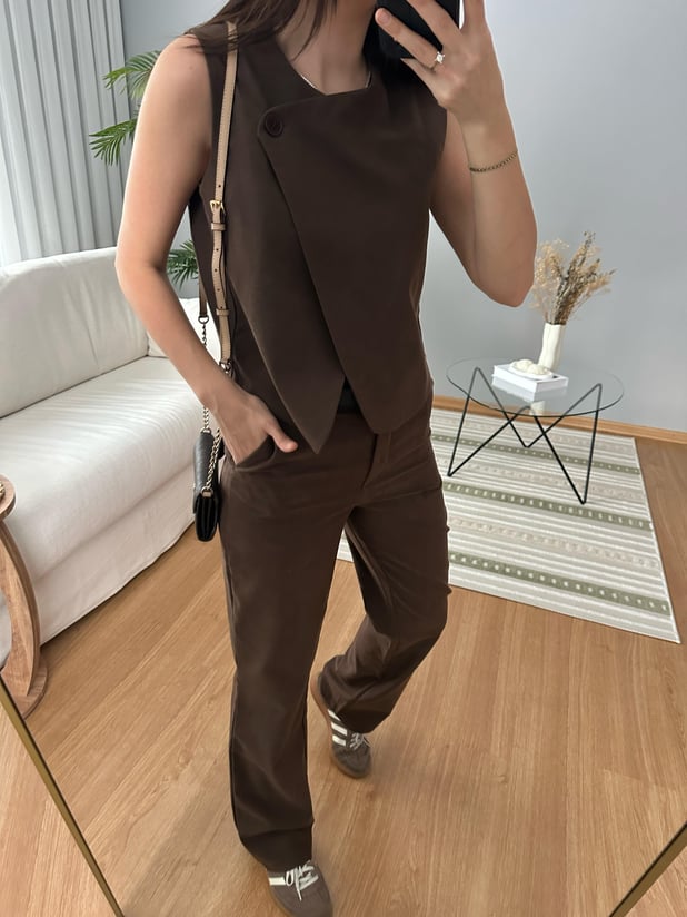 Çapraz Düğme Detaylı Takım