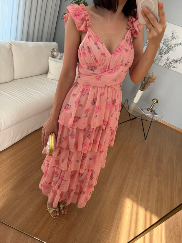 Chiara Yanları Pencereli  Katlı Elbise 