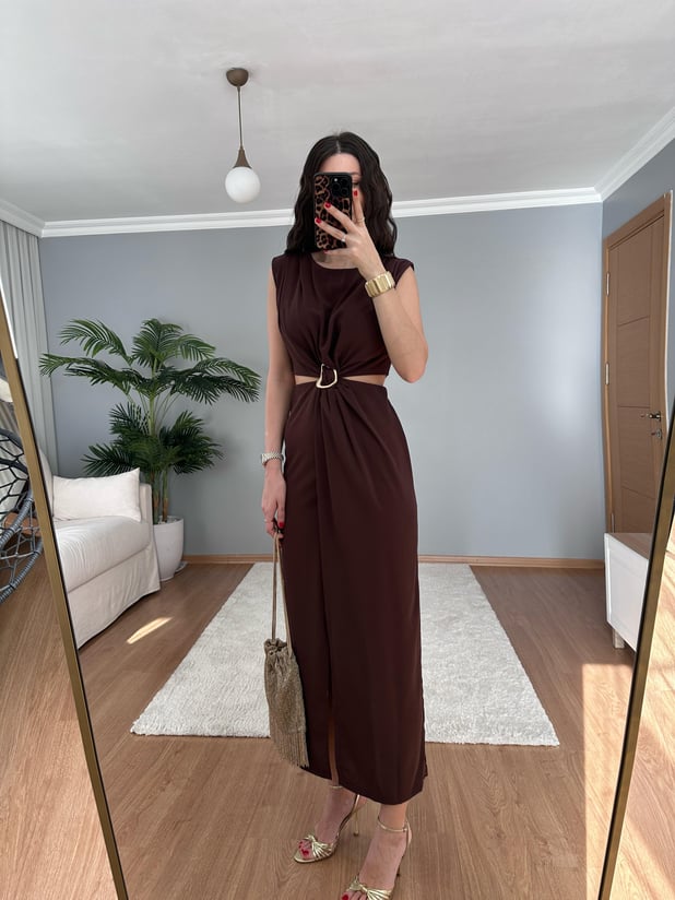 Chic Kahve Elbise