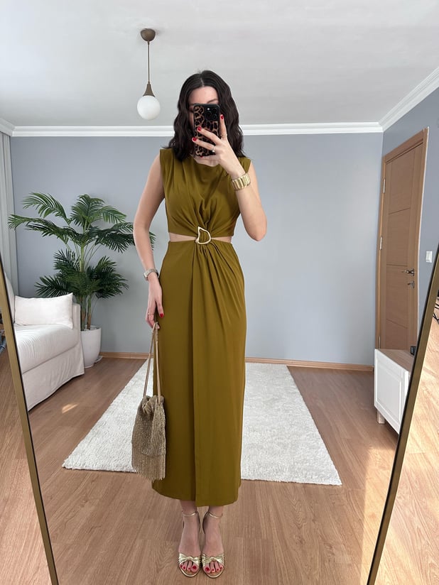 Chic Yağ Yeşili Elbise