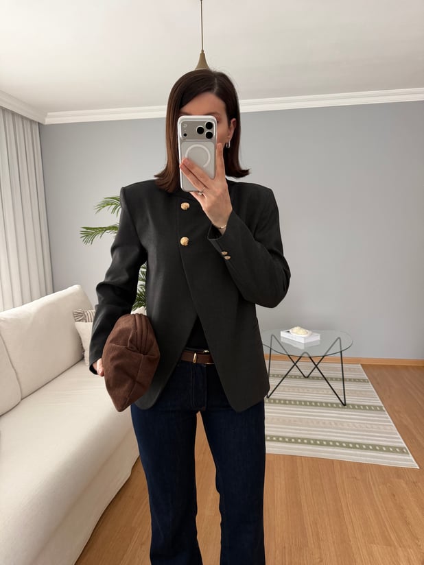 Çift Düğmeli Füme Ceket