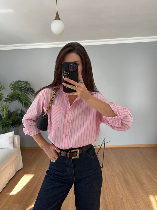 Çizgili Pembe Gömlek