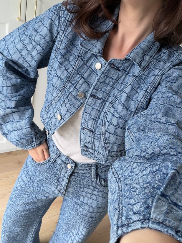 Crocodile Desenli Denim Takım