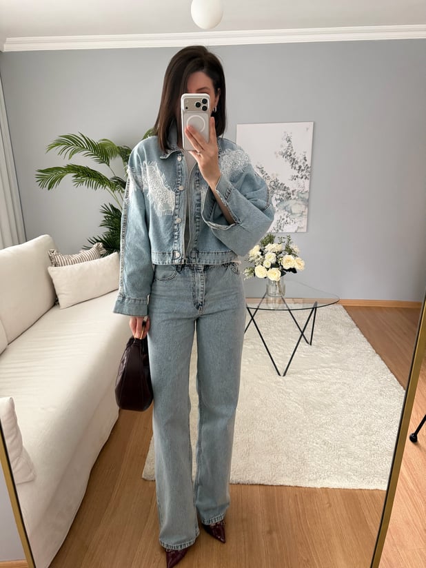 Dantel Denim Takım