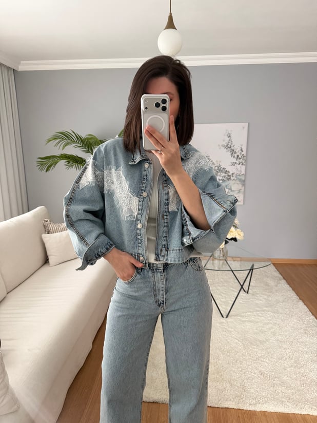 Dantel Denim Takım