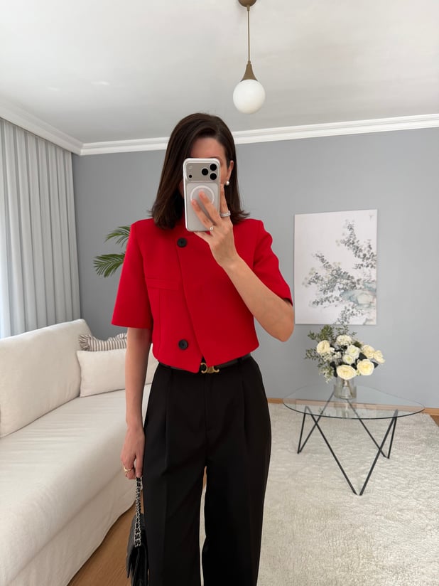 Dik Yaka Crop Ceket