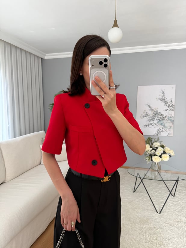 Dik Yaka Crop Ceket