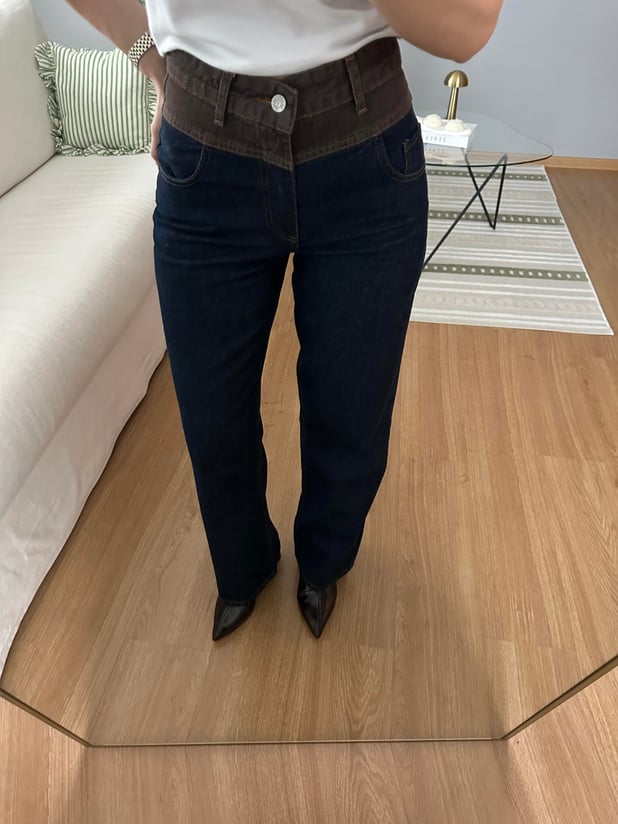 Domine Kuşaklı Denim Takım