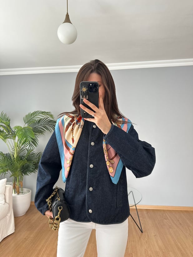 Düğmeli Denim Ceket 