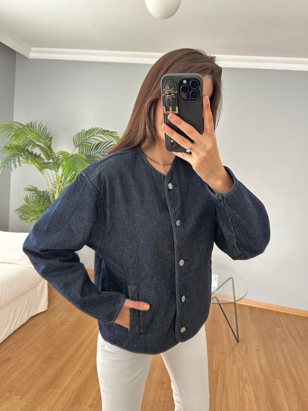 Düğmeli Denim Ceket 